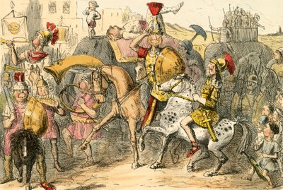 Pyrrhus ankommer til Italien med sin trup af John Leech