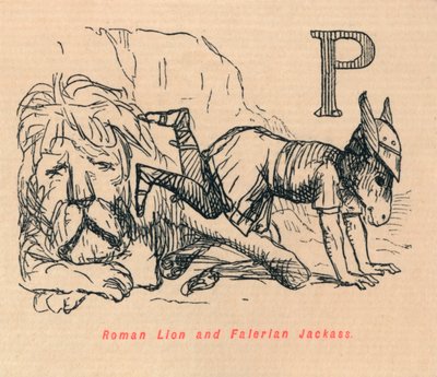 Romersk løve og Falerian Jackass, 1852 af John Leech