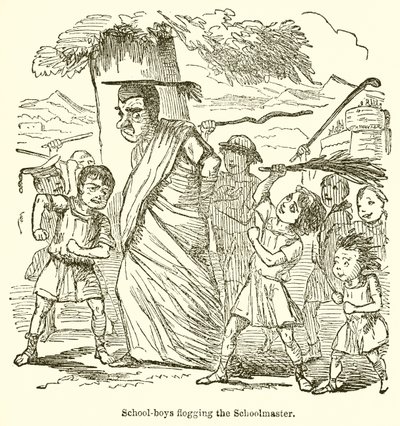 Skoledrenge, der prygler Skolemesteren af John Leech