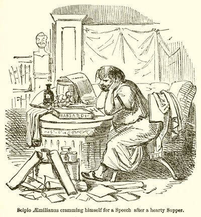 Scipio Aemilianus propper sig til en tale efter en solid nadver af John Leech