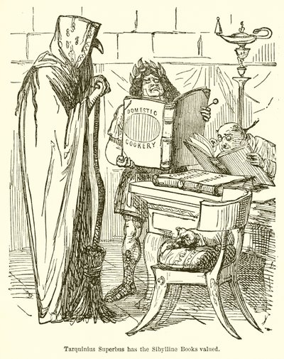 Tarquinius Superbus lader de sibyllinske bøger værdisætte af John Leech