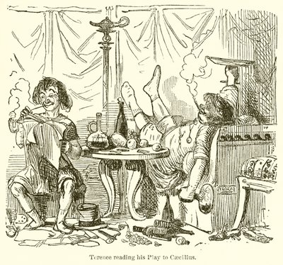 Terence læser sit skuespil for Caecilius af John Leech