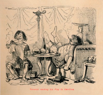 Terence læser sit skuespil til Caecilius, 1852 af John Leech