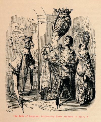 Hertugen af Bourgogne introducerer dronning Isabella for Henrik V, c1860, c1860 af John Leech