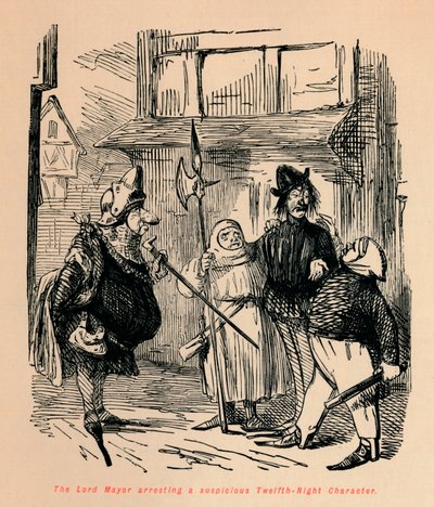 Overborgmesteren arresterer en mistænkelig tolvte-nat-karakter, c1860, c1860 af John Leech