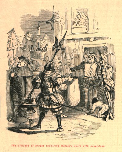 Indbyggerne i Brugge forsyner Wolseys suite med proviant, 1897. af John Leech