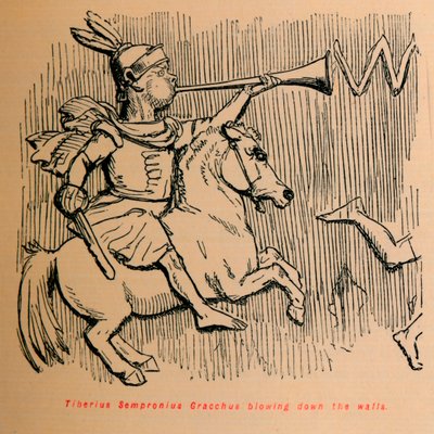 Tiberius Sempronius Gracchus blæser murene ned, 1852 af John Leech