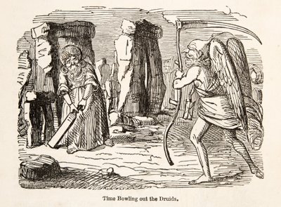 Time Bowling out the Druids, fra The Comic History of England, pub. 1864 af John Leech