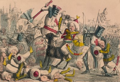 Fantastisk kamp mellem Richard Coeur de Lion og Saladin, 1850 af John Leech and Gilbert Abbott A Beckett