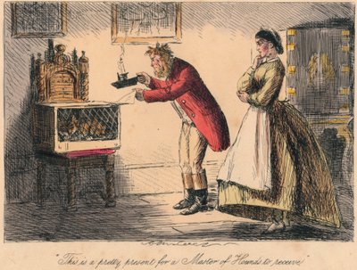 Dette er en smuk gave til en Master of Hounds at modtage, 1865. Kunstnere: John Leech, Hablot Knight Browne. af John Leech and Hablot Knight Browne