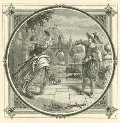 Kærlighed, som en bold, kræver at blive kastet tilbage (gravering) af John Leighton