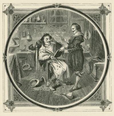 Hvem ville lære at barbere sig godt, bør først øve sig på et fjolsskæg (gravering) af John Leighton