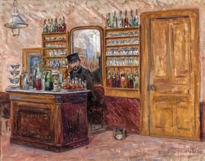 M. Baudy bag sit skrivebord på Hotel Baudy, 1888. af John Leslie Breck
