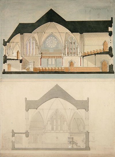 Side elevation af Trinity College Church, Edinburgh af John Lessels