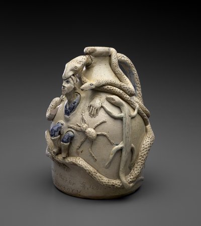 Temperancekande, ca. 1870-72 (saltglaseret stentøj med kobolt- og slipdekoration) af John Lewis Stone