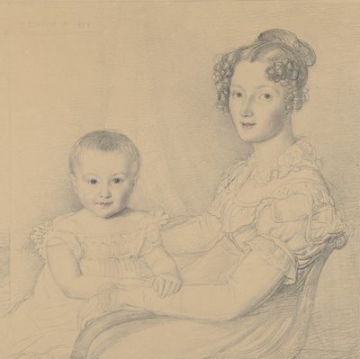 Portræt af en mor og et barn, 1823. af John Linnell