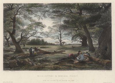 Træskæring i Windsor Forest (farvet gravering) af John Linnell