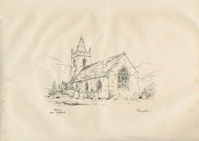 Acton Trussell Church: litografi med pen og blæk, nd [?19. århundrede] af John Louis Petit