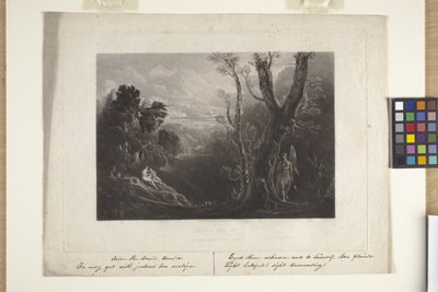 Satan betragter Adam og Eva i Paradis (mezzotinte) af John Marin