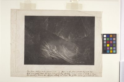 Satan på den brændende sø (mezzotint) af John Marin