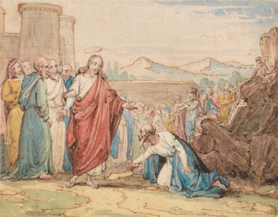 En ældre mand, der beder Kristus af John Martin