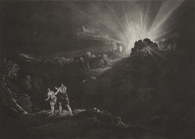 Ærkeenglen Michaels tilgang, ca. 1827 (mezzotint) af John Martin