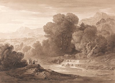 Bueskytter, der forfølger en kronhjort af John Martin