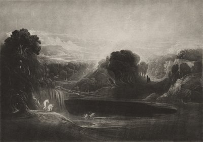 Paradiset - Adam og Eva - Morgensalmen, ca. 1827 (mezzotint) af John Martin
