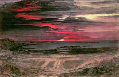 Solnedgang over en Rocky Bay af John Martin