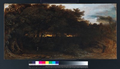 Twilight in the Woodlands, 1850 (olie på papir lagt på lærred) af John Martin