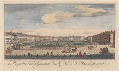 En perspektivisk udsigt over Grosvenor Square af John Maurer