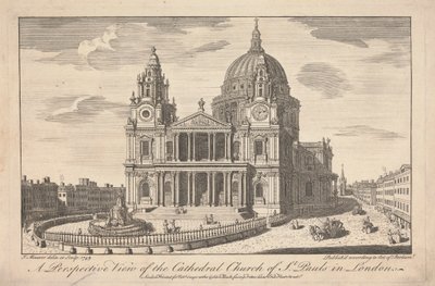 Et perspektivbillede af Cathedral Church of St. Pauls i London af John Maurer