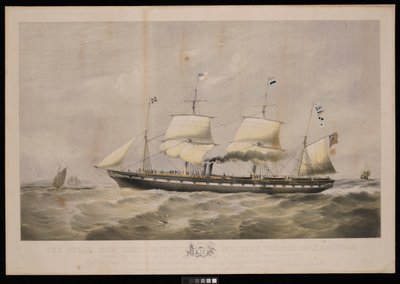 Dampskibet Great Britain... Rederi Gibbs  Co... Til folket i Storbritannien og Amerikas Forenede Stater er denne plade respektfuldt dedikeret... af John McGahey