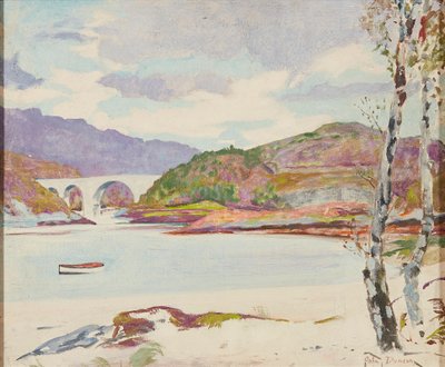 Bro over floden (olie om bord) af John Duncan