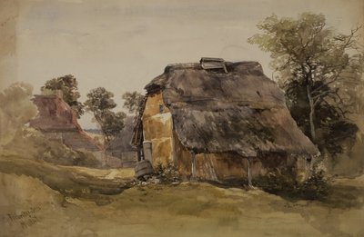 En gammel lade ved Tunbridge Wells (akvarel på papir) af John Middleton