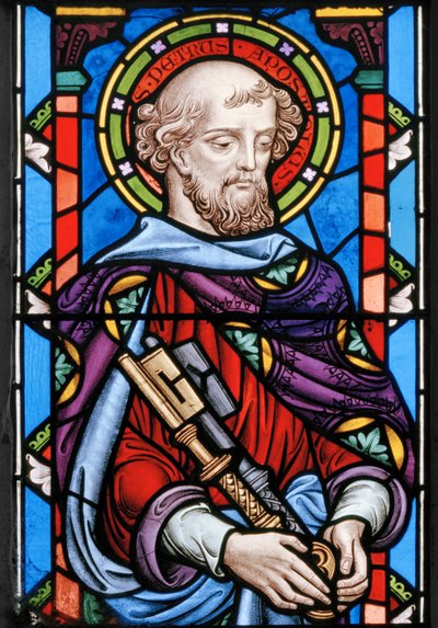 Sankt Peter, detalje fra Korsfæstelsen, 1861 (farvet glas) af John Millner Allen