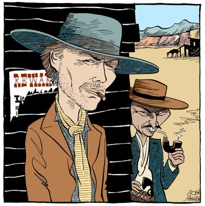 Clint Eastwood og Lee Van Cleef, karikatur af John Minnion af John Minnion