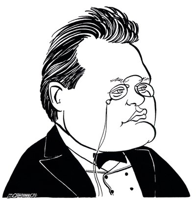 Max Reger - karikatur af den tyske komponist af John Minnion
