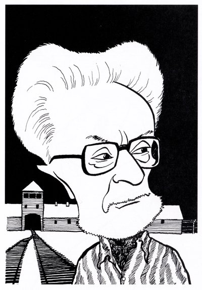 Primo Levi, karikaturer af John Minnion