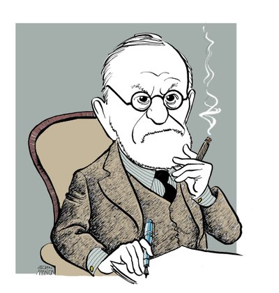 Sigmund Freud - karikatur af John Minnion