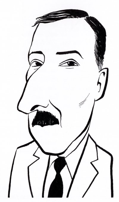 Stefan Zweig, karikatur af John Minnion
