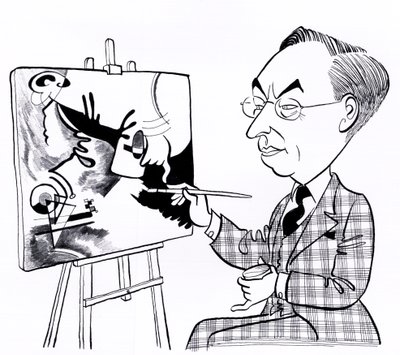 Vassily ( Wassily ) Kandinsky, karikatur med staffeli af John Minnion