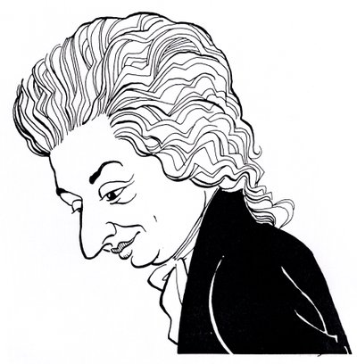 Wolfgang Amadeus Mozart - caricature af John Minnion