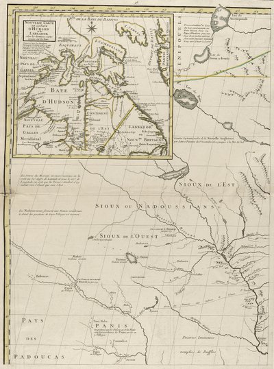 Et kort over de britiske og franske herredømmer i Amerika, 1756 (gravering med konturfarve på papir) af John Mitchell