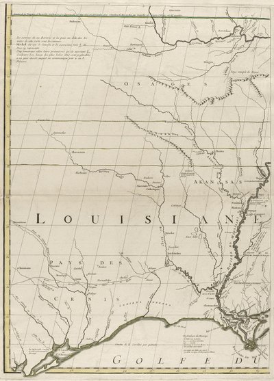 Et kort over de britiske og franske herredømmer i Amerika, 1756 (gravering med konturfarve på papir) af John Mitchell