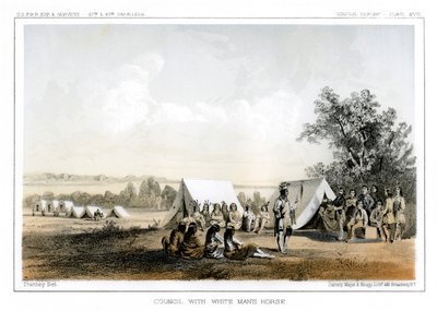 Råd med White Mans Horse, 1856. af John Mix Stanley