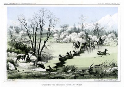 Krydser Hellgate-floden, 6. januar 1854 1856. af John Mix Stanley