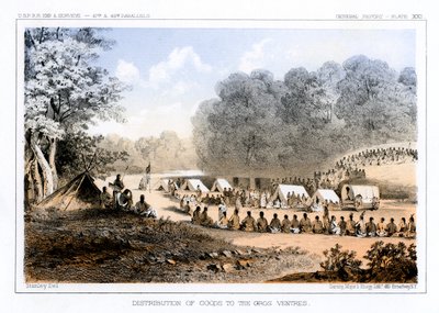 Fordeling af varer til Gros Ventres 26. august 1853 1856. af John Mix Stanley