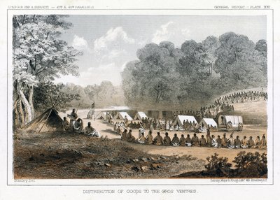 Distribution af varer til Gros Ventres, pub. 1860 af John Mix Stanley