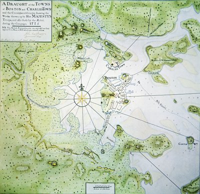 Kort over Boston og Charlestown af John Montresor